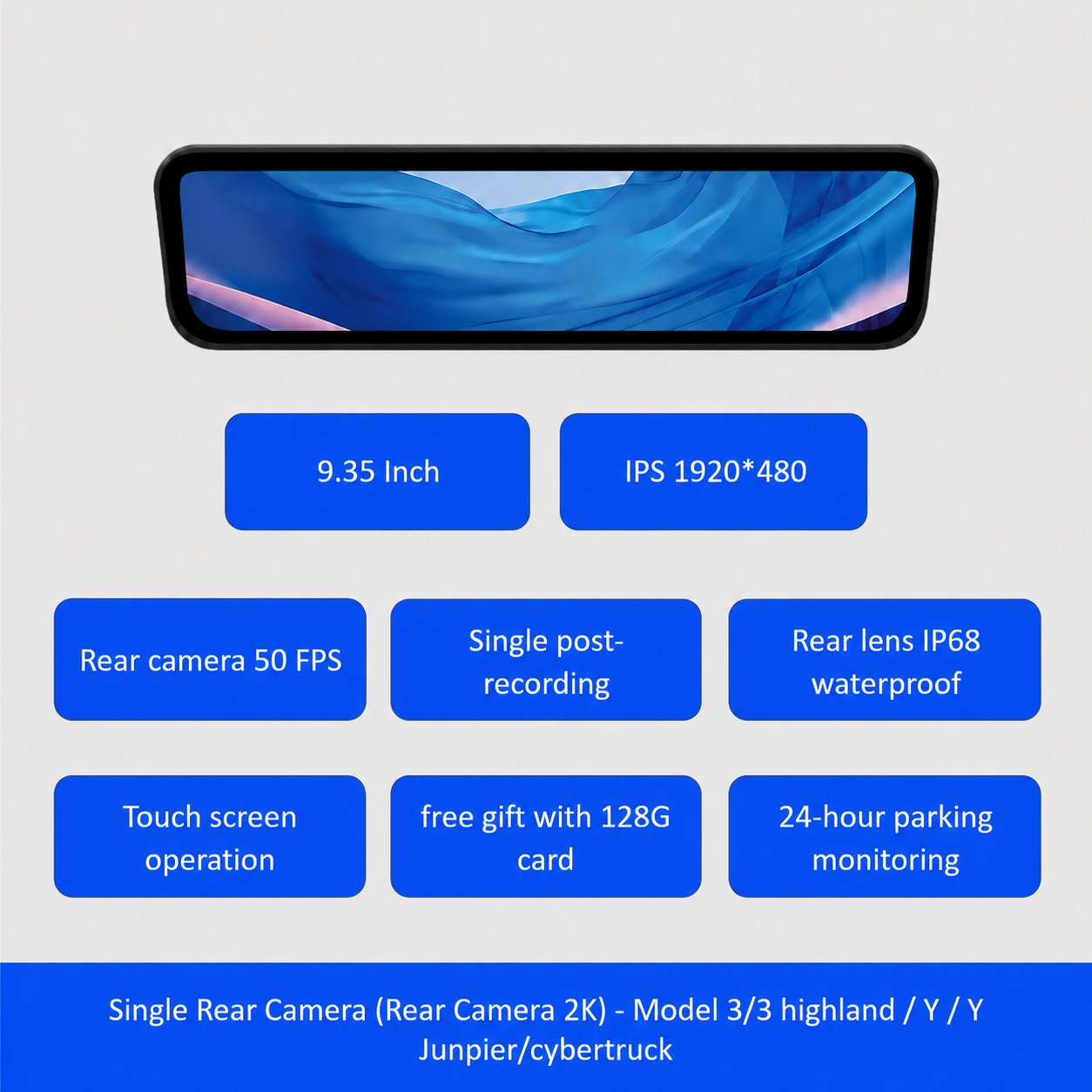 Special S92 Pro 2/4K HD 9.35Inch Streaming Rearview Mirror For Tesla Model 3/3 Highland/ Y / Y Juniper/ Y L