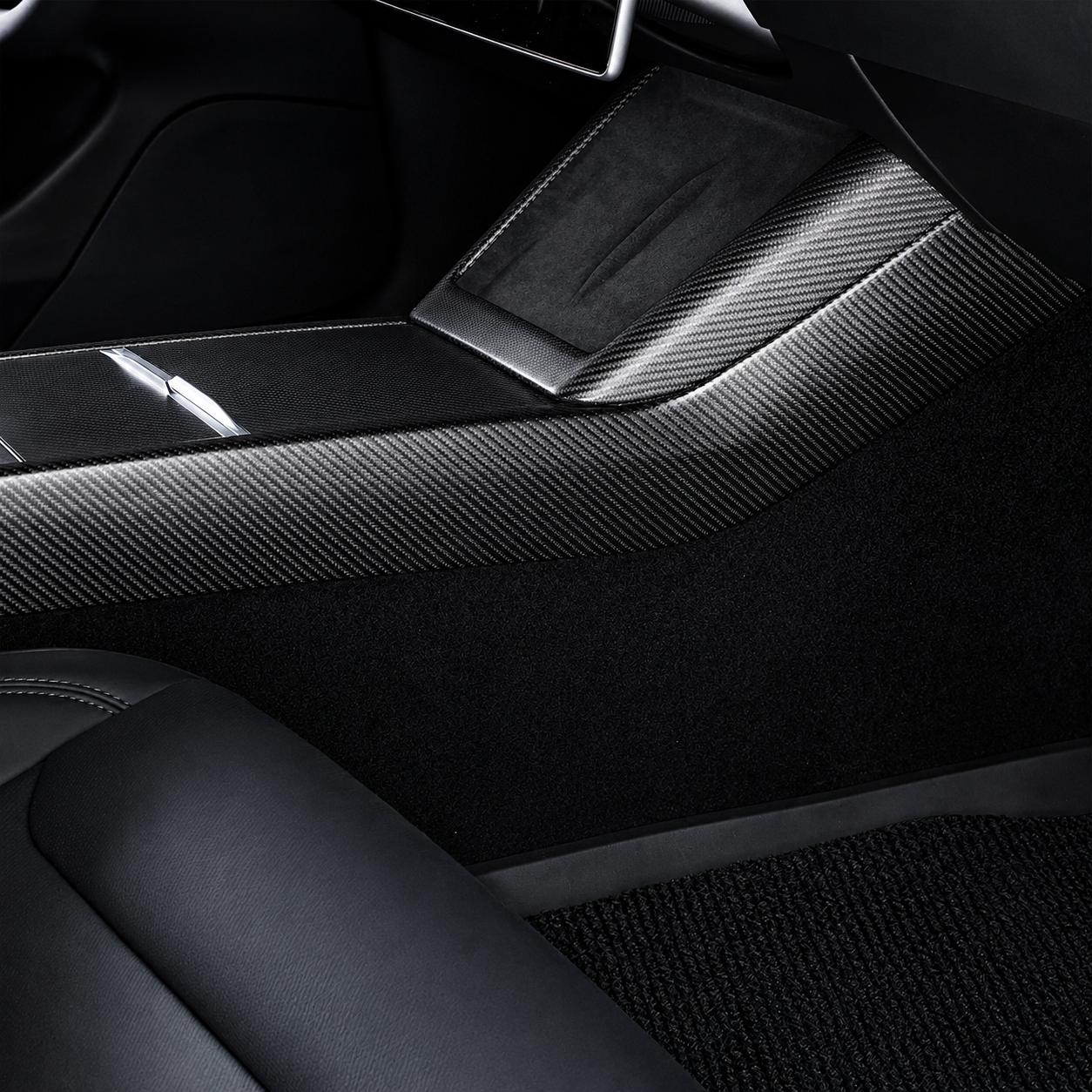 Carbon Fiber Center Console One-Piece Trim Frame for Tesla Model 3 Highland / Model Y Juniper / Model Y L