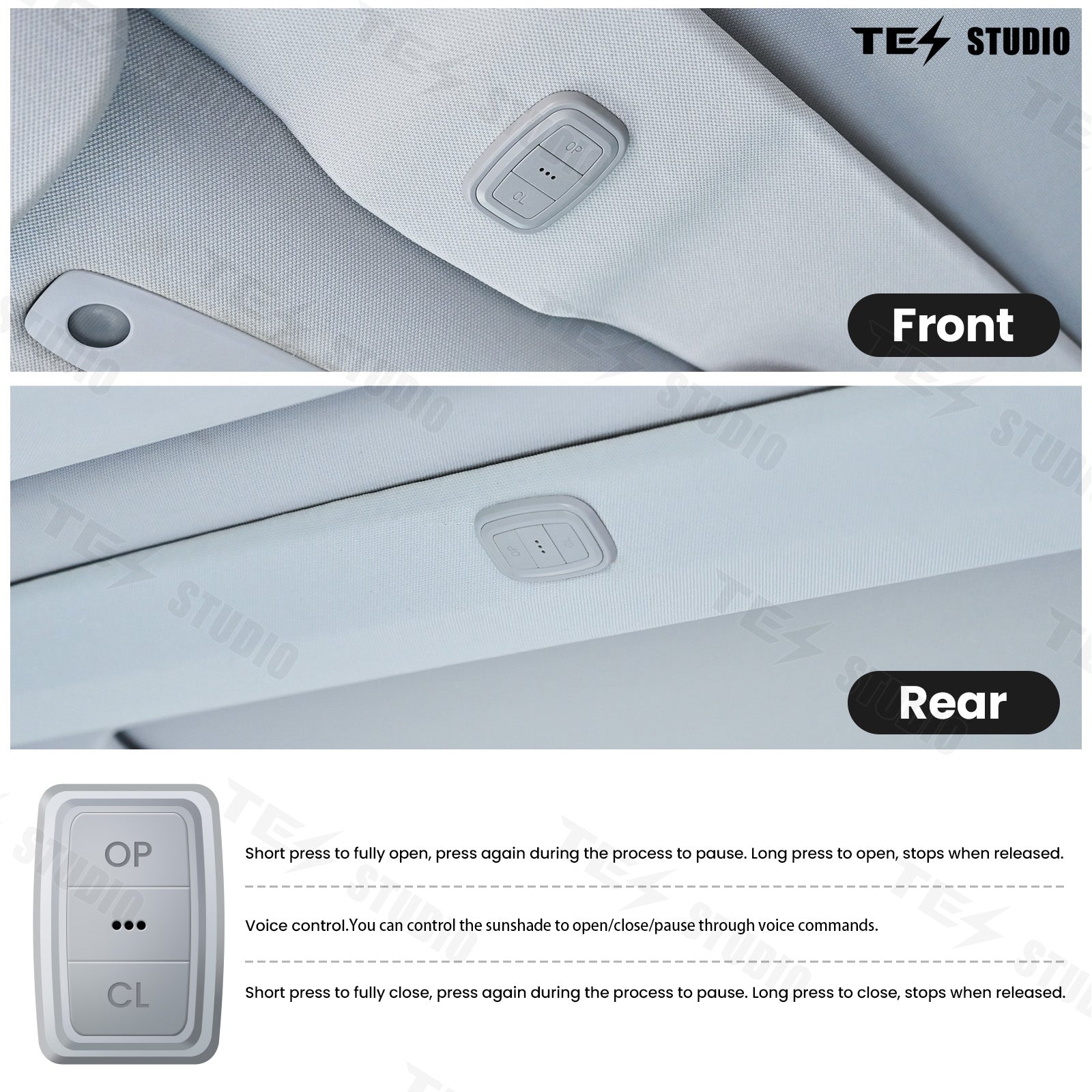 Model 3/Model 3 Highland Voice-Controlled Electric Sunshade Tesstudio® (Fabric Roll Model B-Dual Switch)