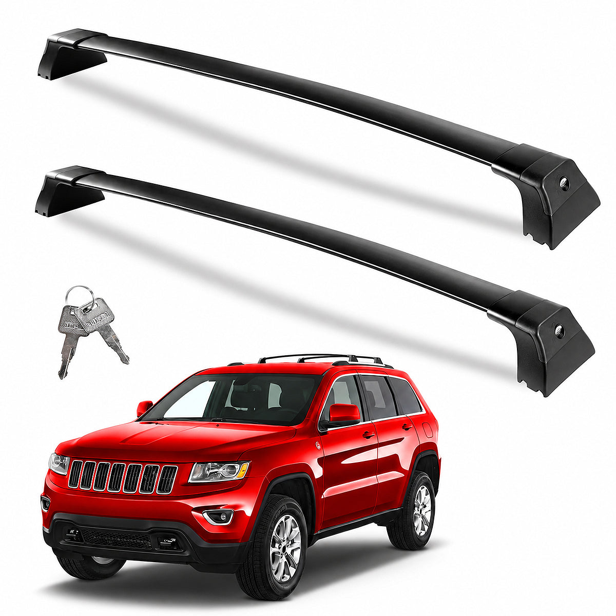 Jeep Grand Cherokee & Grand Cherokee L Lockable Roof Rack Cross Bars /  Compatible with Grand Cherokee 2011–2021 — Aluminum - Tesstudio