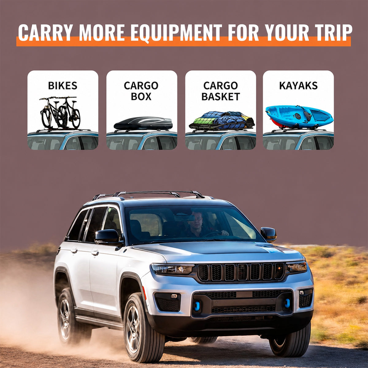 Jeep Grand Cherokee & Grand Cherokee L Lockable Roof Rack Cross Bars 
