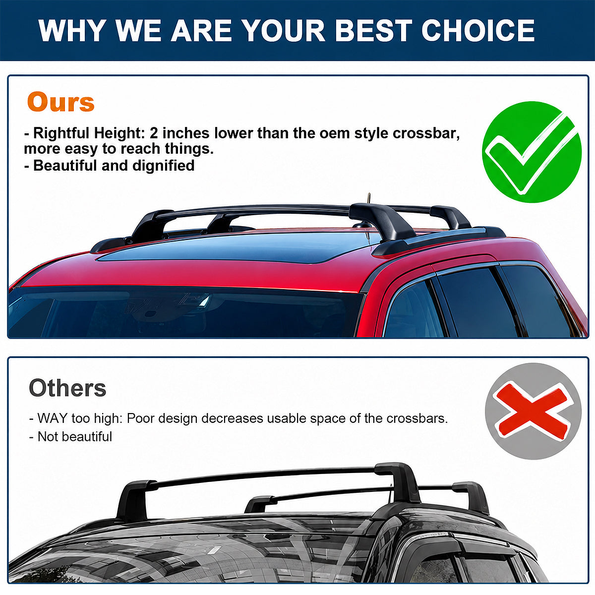 Jeep Grand Cherokee & Grand Cherokee L Lockable Roof Rack Cross Bars