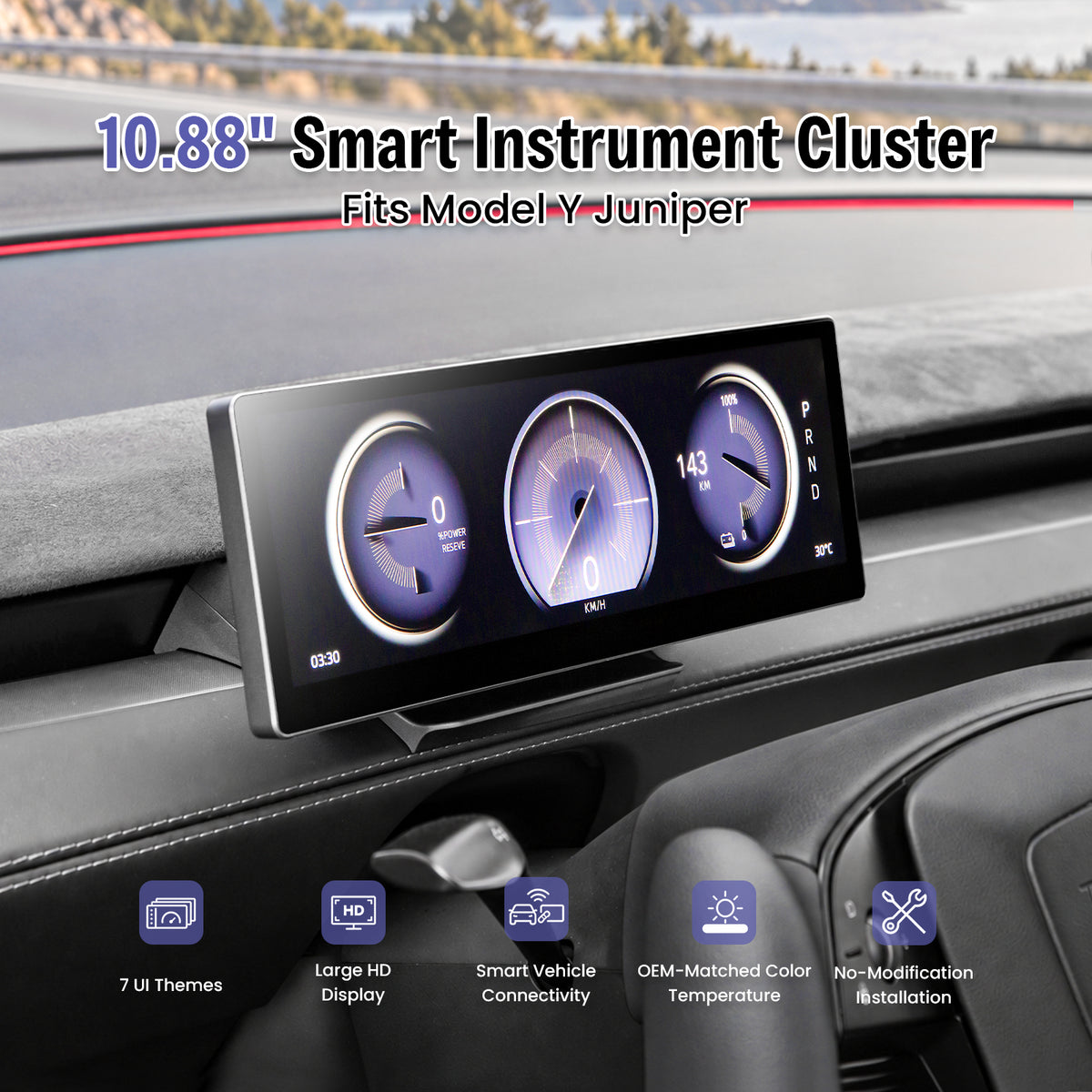 Tesla Model Y Juniper (2025.03+) F11 CarPlay Smart Instrument Display