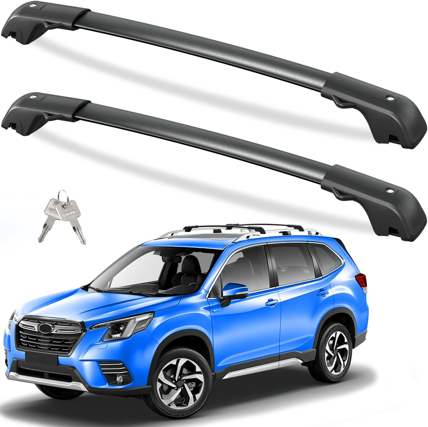 Subaru Forester cross bars 2014–2025 — installed on vehicle roof rails