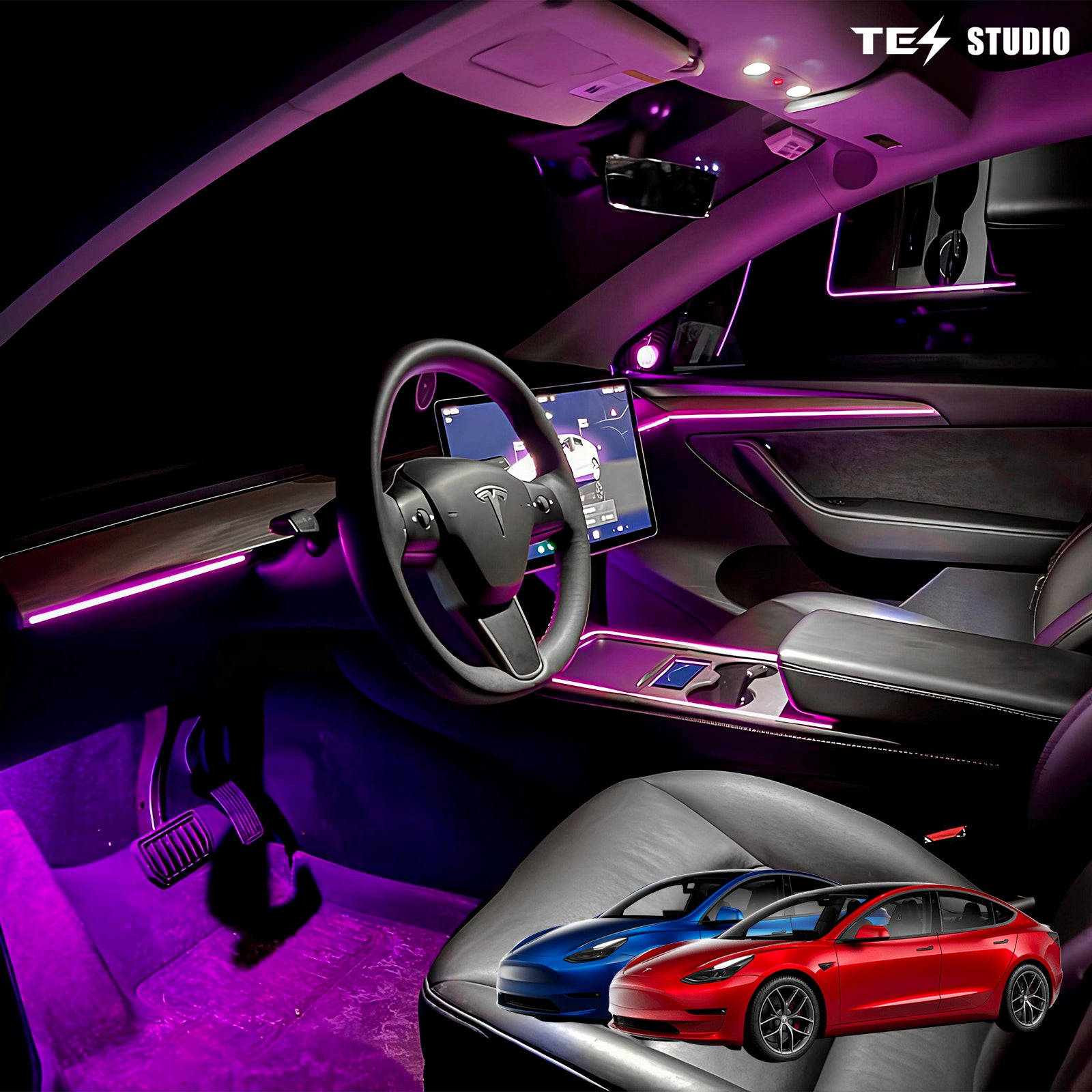 Tesla Model 3/Y Laser Carving Ambient Lighting Upgrade Kit Tesstudio (2021+)