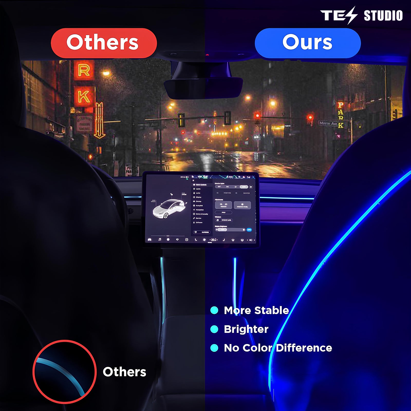 Tesla Model 3/Y Laser Carving Ambient Lighting Upgrade Kit Tesstudio (2021+)