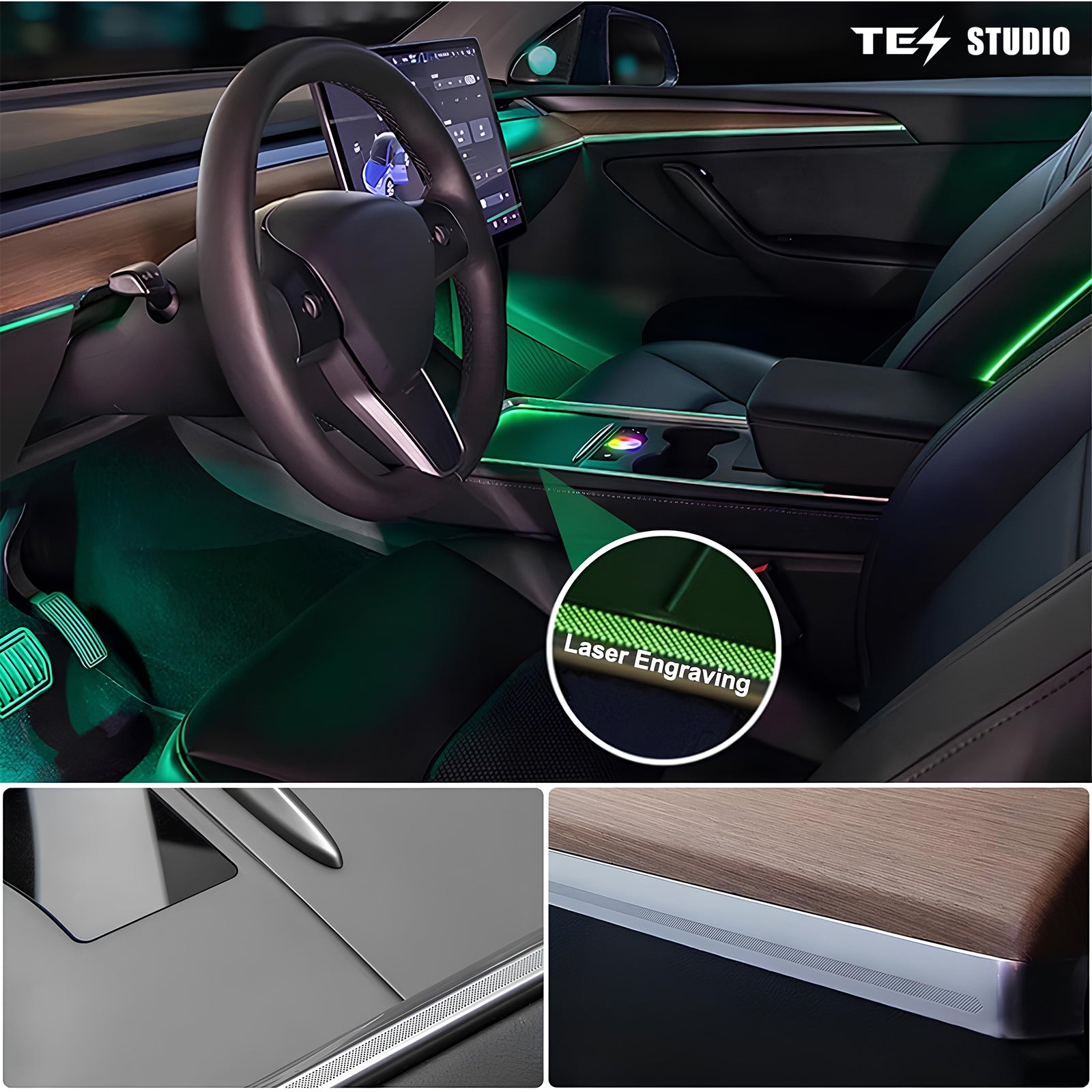 Tesla Model 3/Y Laser Carving Ambient Lighting Upgrade Kit Tesstudio (2021+)