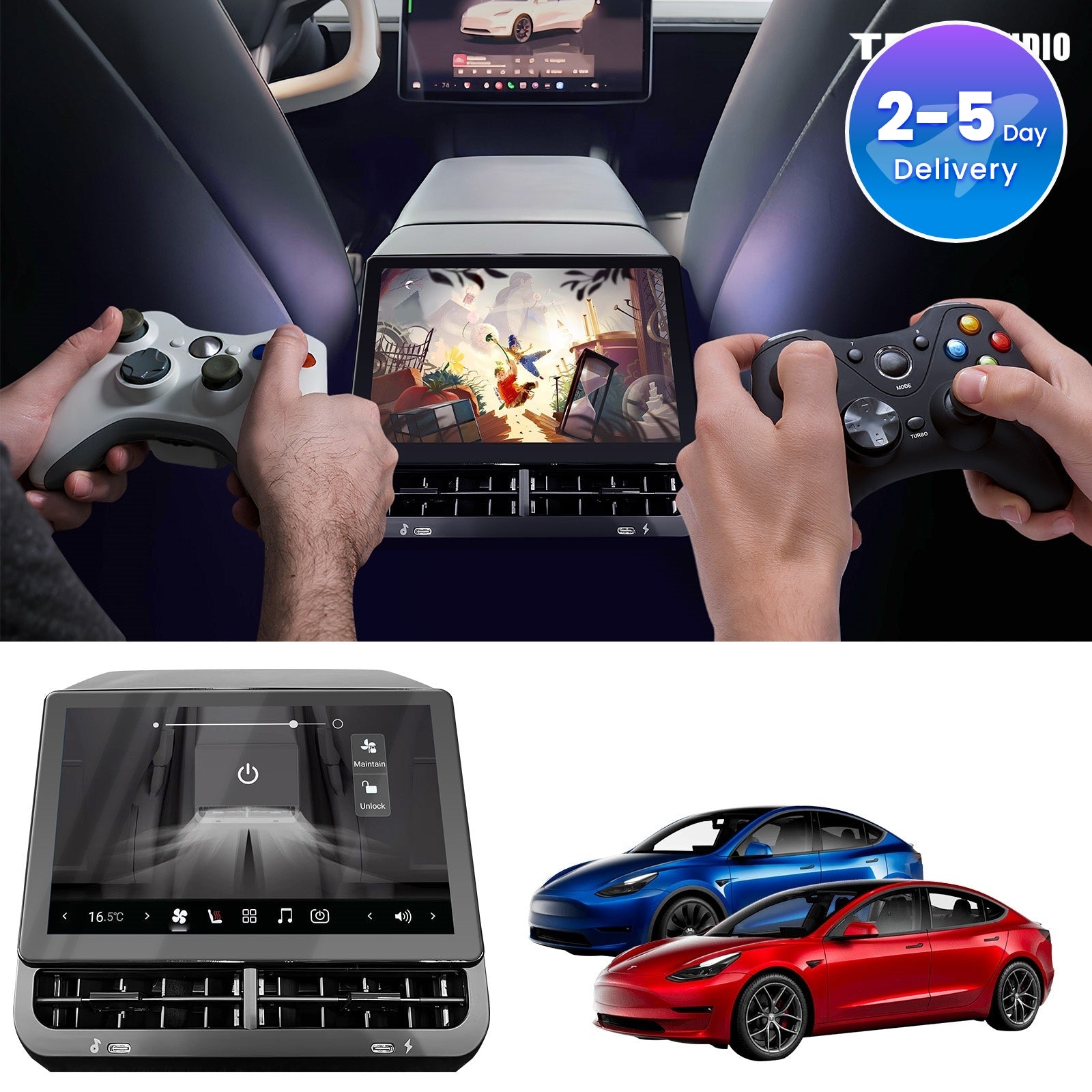 R89 Rear Display Screen with Disney Plus Entertainment（February 2019+) For Model 3/Y