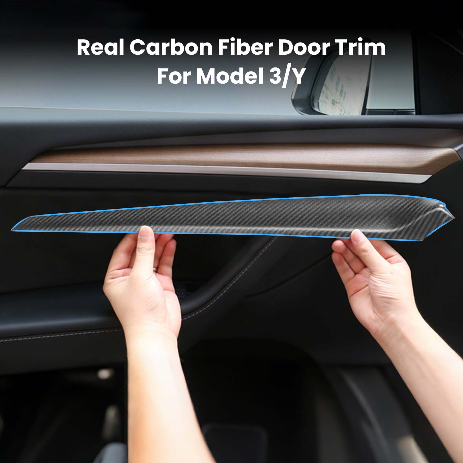 Model 3Y Real Carbon Fiber Dashboard & Front Door Trim Panel Replacement Kit Tesstudio®