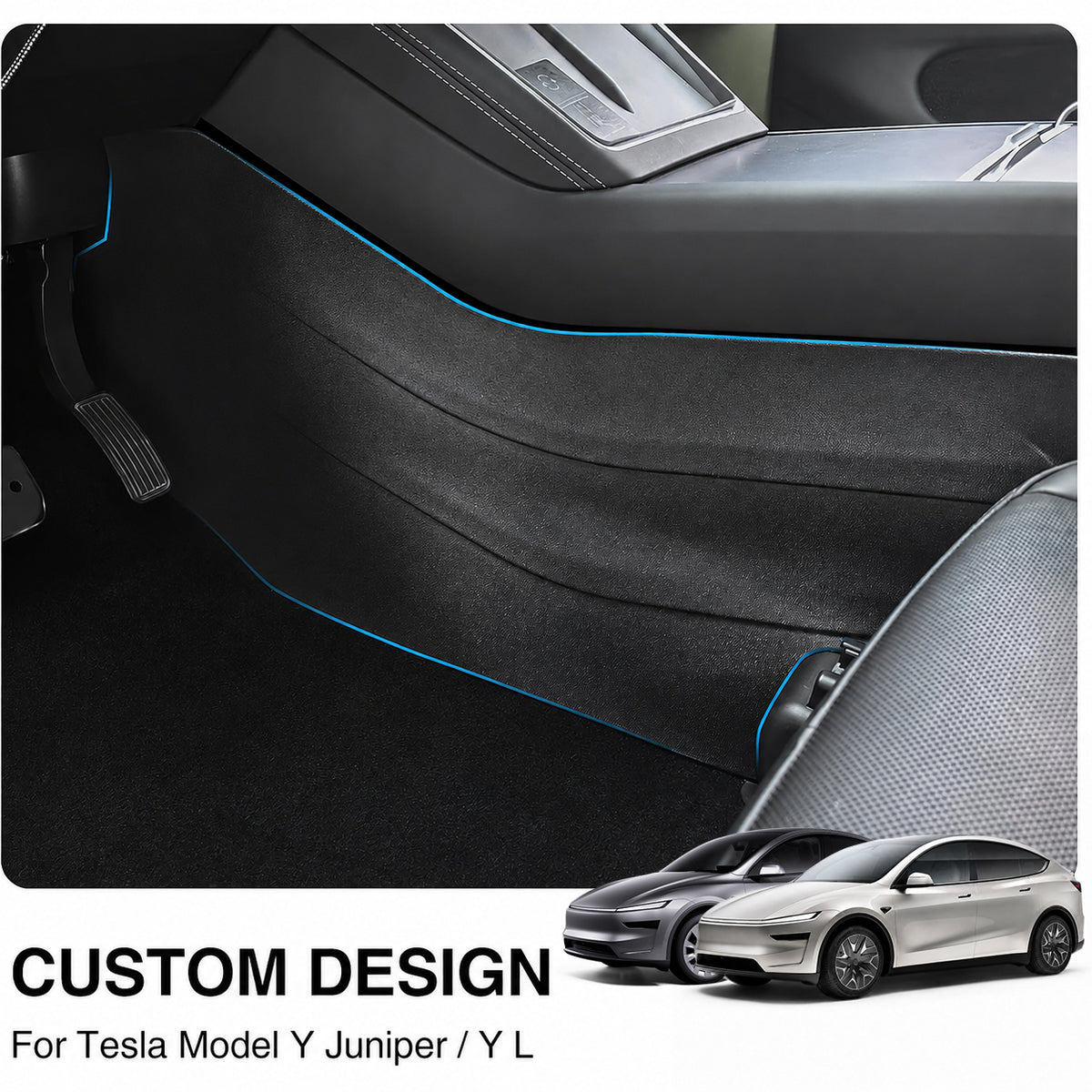 2-Piece TPE Center Console Side Kick Protector Mats for Tesla Model Y Juniper / Model Y L