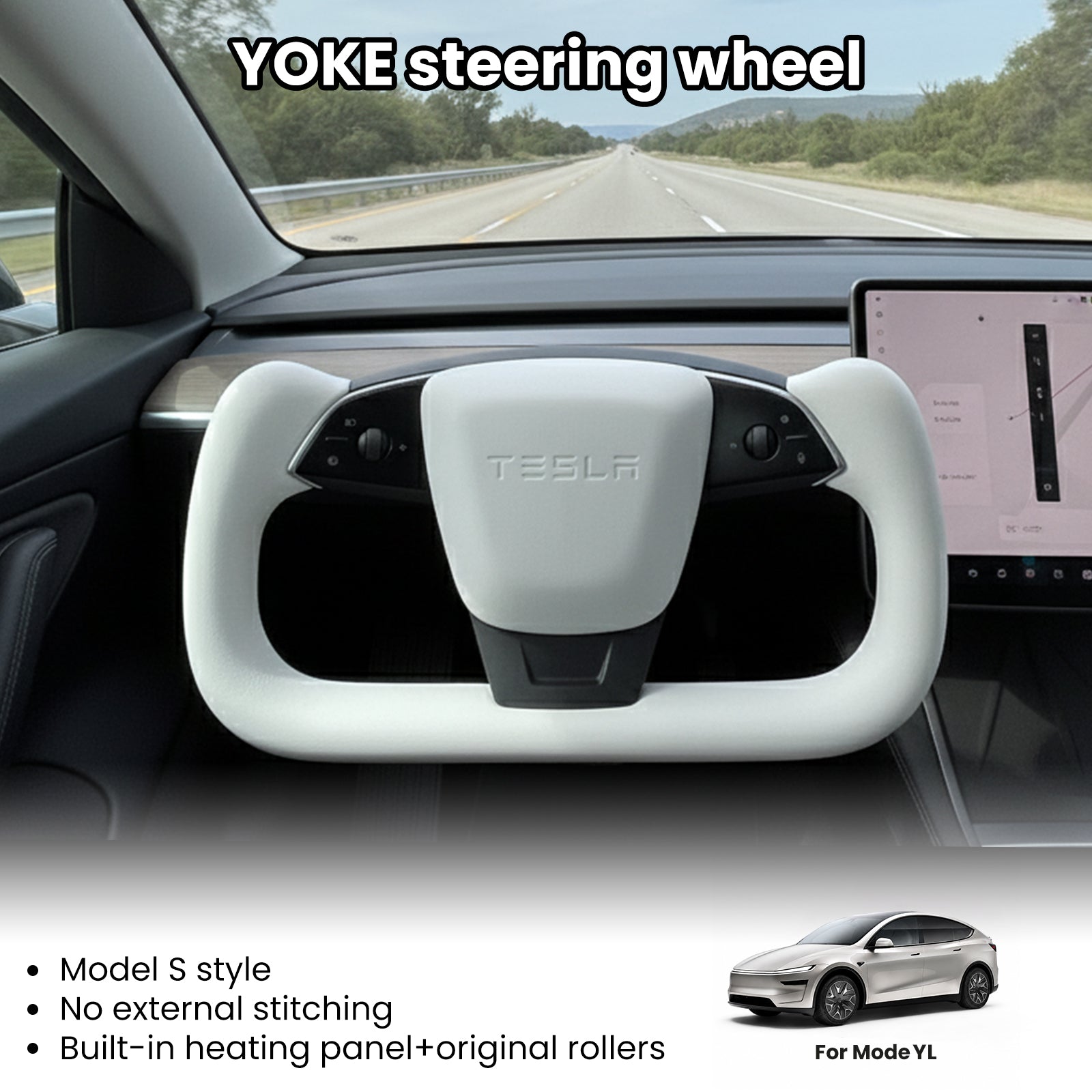 Tesla Model Y L Yoke Steering Wheel – Nappa / Heated Plug & Play Design