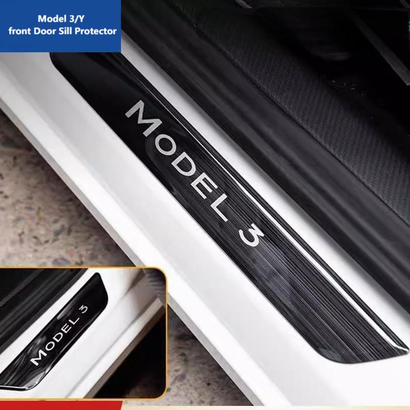Car Stainless Steel Door Sill Kick Plates For Tesla Model 3/Y/ Y Juniper