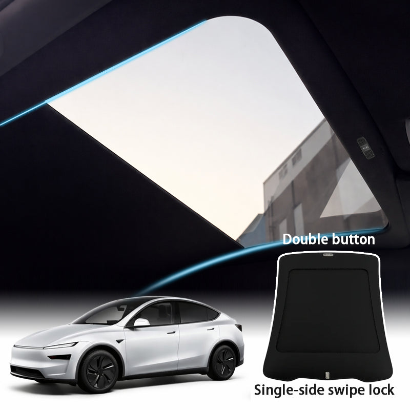 Power Sunshade for Tesla Model Y & Juniper | Voice-Controlled Shade Model Y Juniper (03/2025+) / With Ambient Light / Dual Front/Rear Buttons(black)