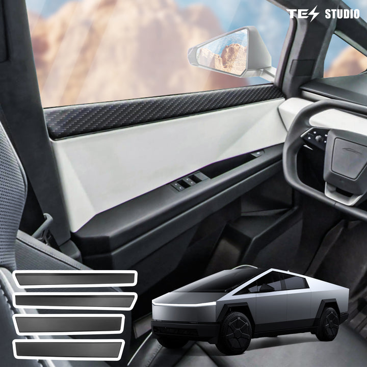 [Real Carbon Fiber] Door Panel Covers Premium Front & Rear Upper Overlays For Tesla Cybertruck