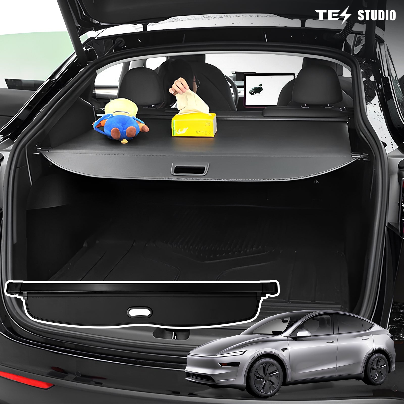 Tesla Model Y Juniper Interior Accessories Cargo Cover Rear Trunk Shield Privacy Cover Tesstudio®