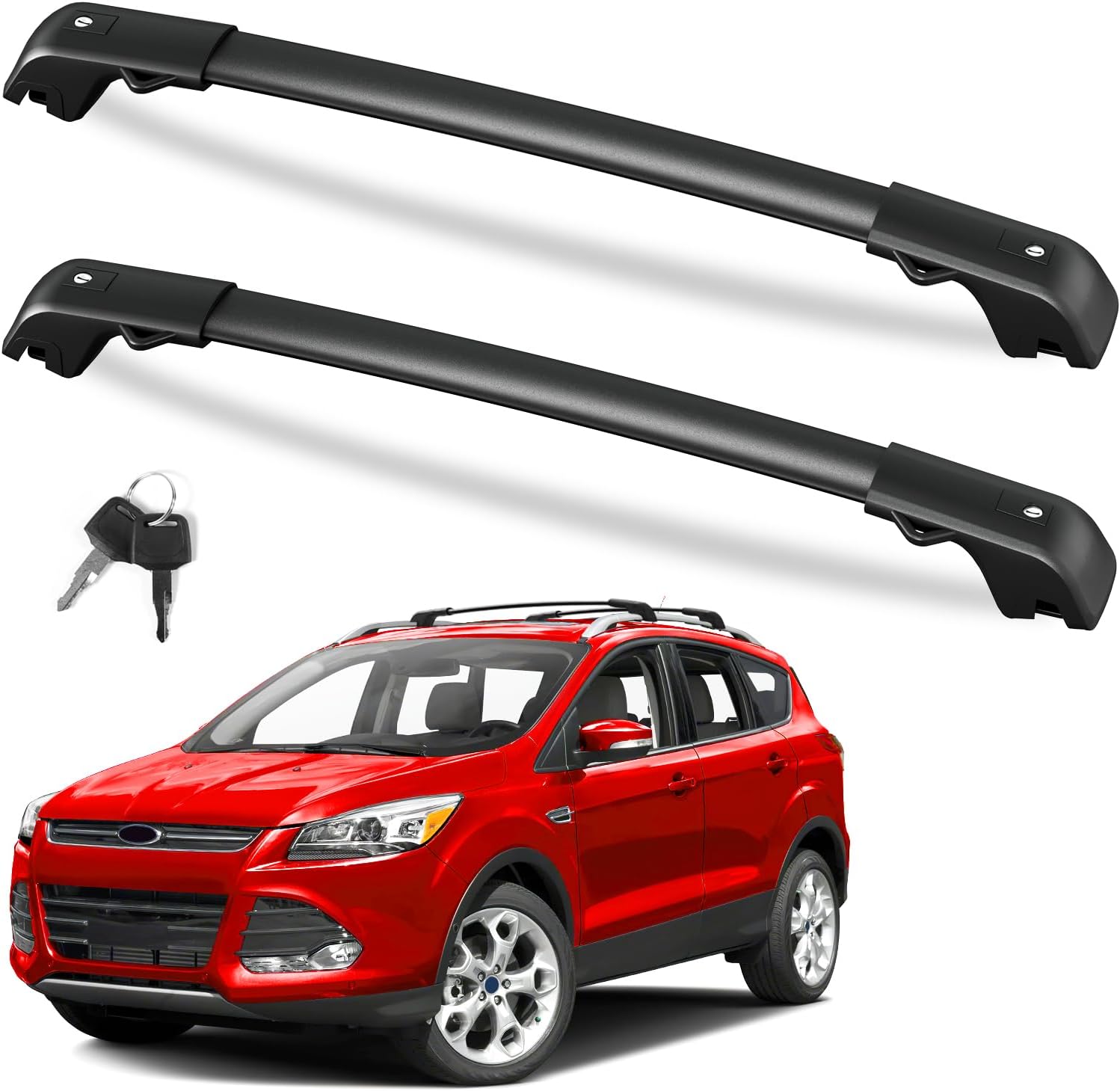Roof Rack Cross Bars 220lb For Ford Escape 2013 - 2019 Rooftop Black Carrier Luggage - Tesstudio