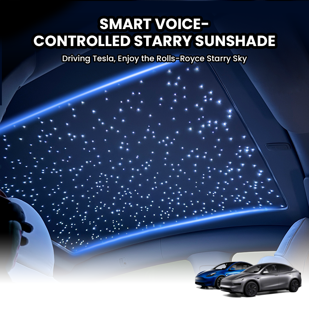 Smart Voice-Controlled Starry Sunshade for Tesla Model Y / Y junpier |  Enjoy the Rolls-Royce Starry Sky