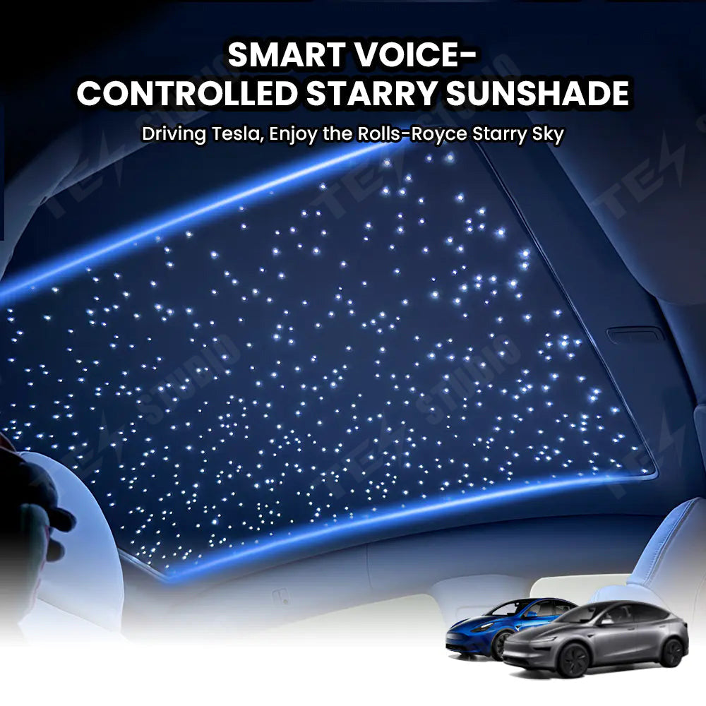 Smart Voice-Controlled Starry Sunshade for Tesla Model Y / Y Juniper / Cybertruck |  Enjoy the Rolls-Royce Starry Sky