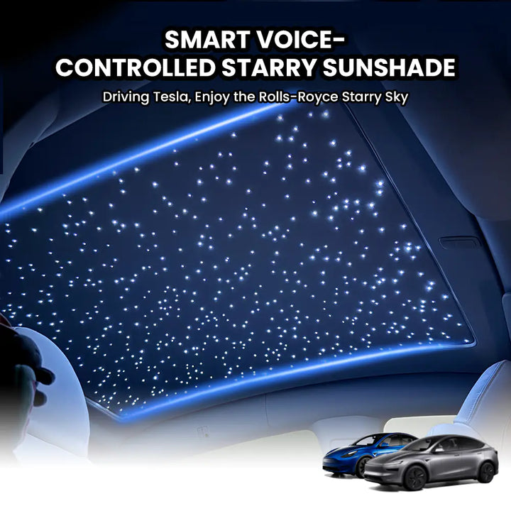 Smart Voice-Controlled Starry Sunshade for Tesla Model Y / Y Juniper / Cybertruck |  Enjoy the Rolls-Royce Starry Sky