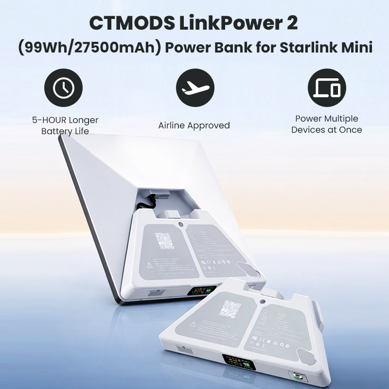 Starlink Mini Power Bank - LinkPower 2 | 99Wh 5H Runtime, IP65, Airline Approved - Tesstudio