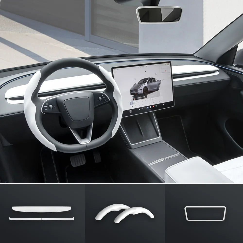 Matte White Interior Upgrade Kit For Tesla Model Y Juniper 2025+