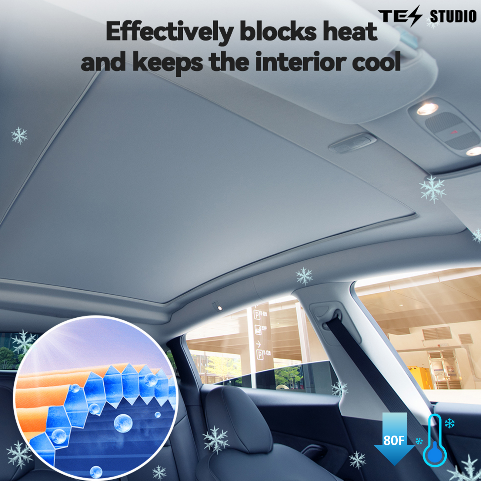 Tesstudio Sunshade Tesla Model Y/Y Juniper Voice-Controlled Electric Roof Shade