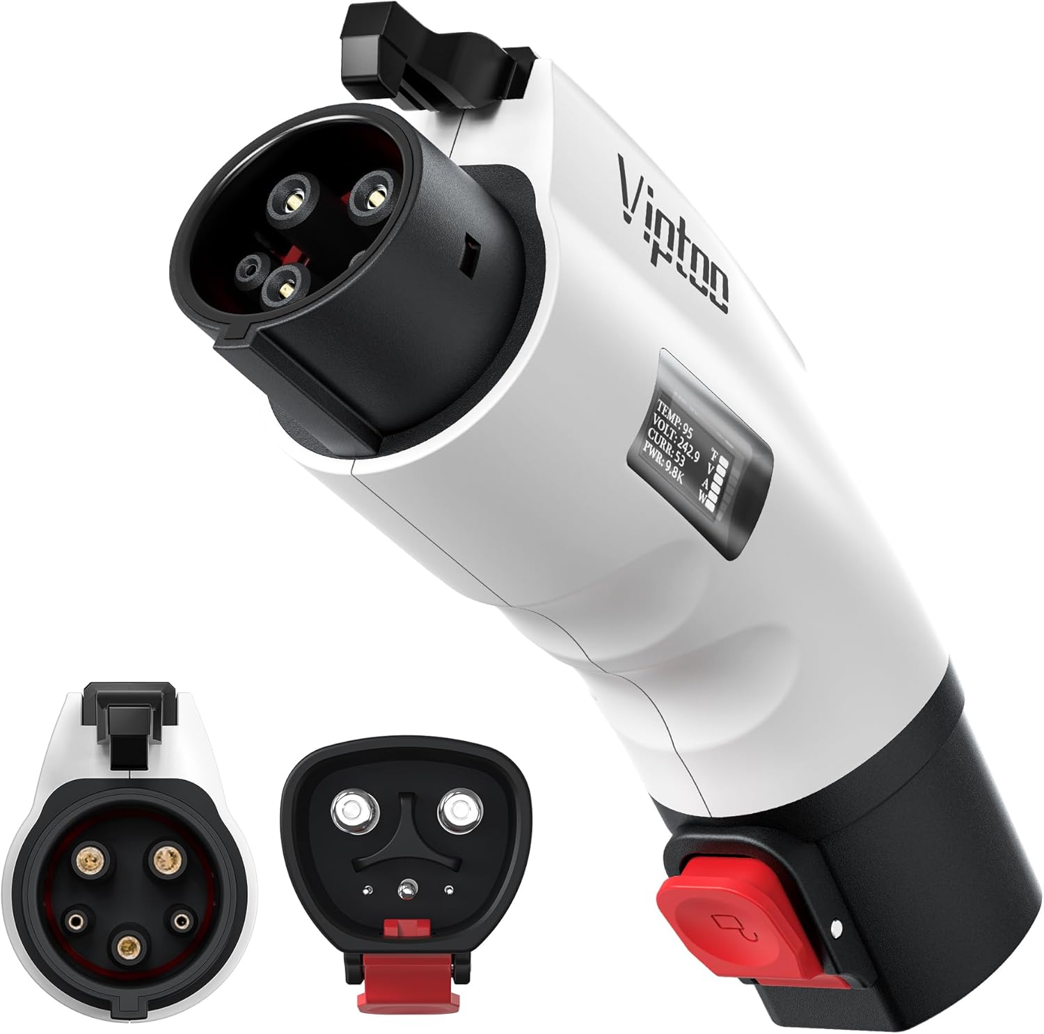 Tesla Charger Connectors Tesla to J1772 Adapter with Screen Display 60Amp 250V Converter with Press-Lock