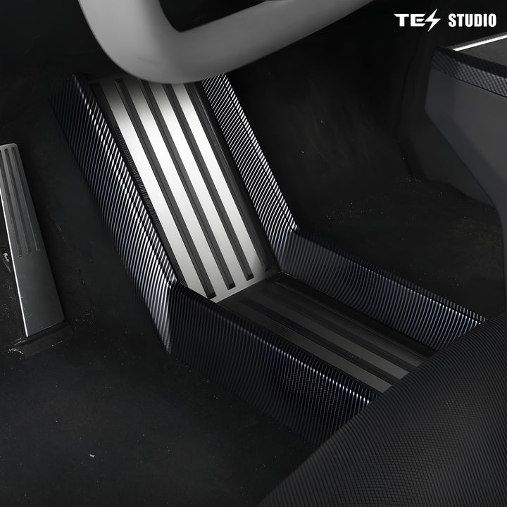 Lower Center Console Side Trim Covers (Carbon Fiber Pattern ABS) For Tesla Cybertruck Accessories
