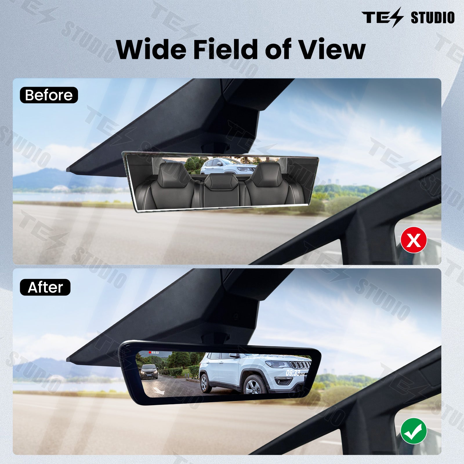 Tesla Cybertruck Streaming Rearview Mirror S8 Front And Rear Dual Recording Digital Interior Accessories Rear View Mirror Dash Cam Tesstudio®