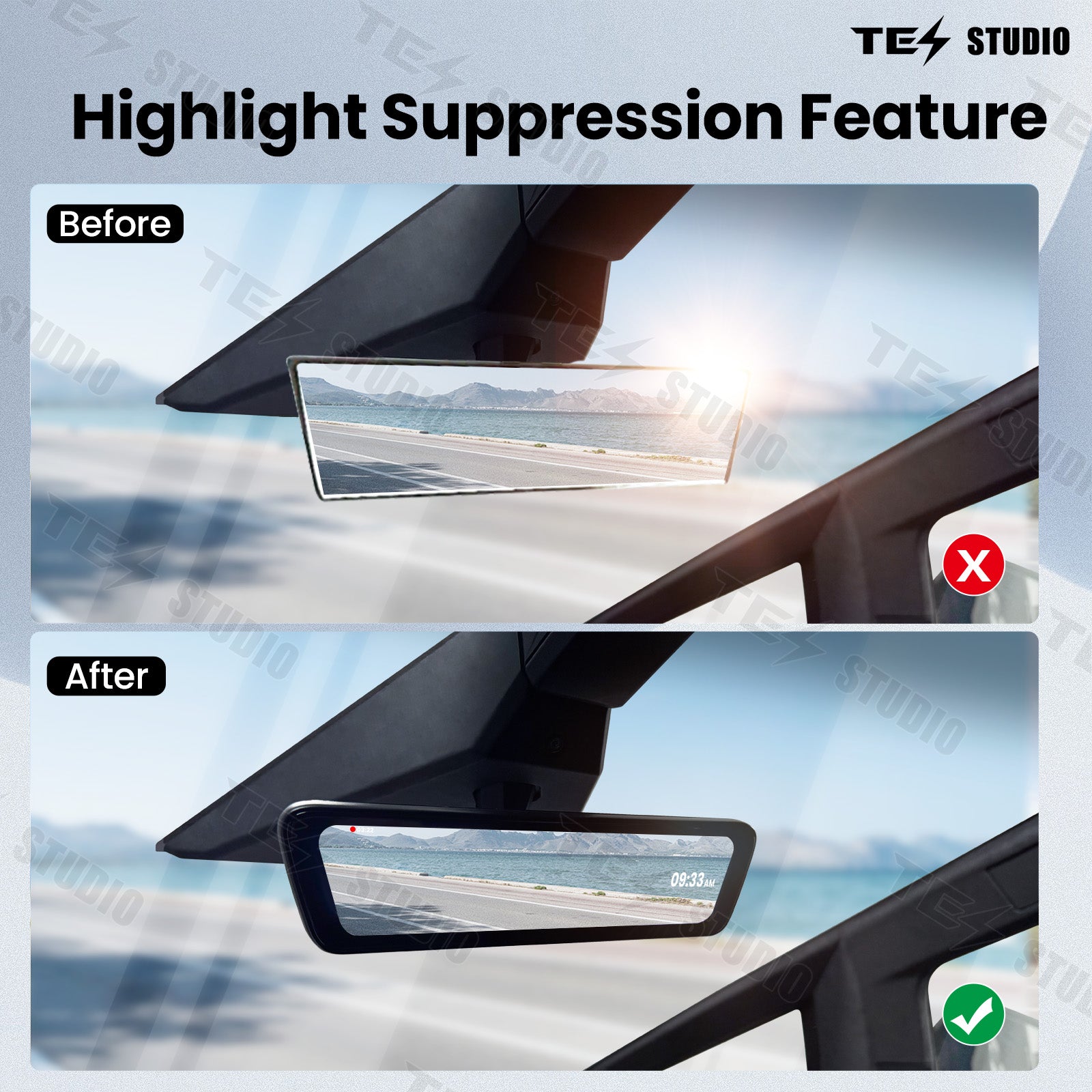 Tesla Cybertruck Streaming Rearview Mirror S8 Front And Rear Dual Recording Digital Interior Accessories Rear View Mirror Dash Cam Tesstudio®