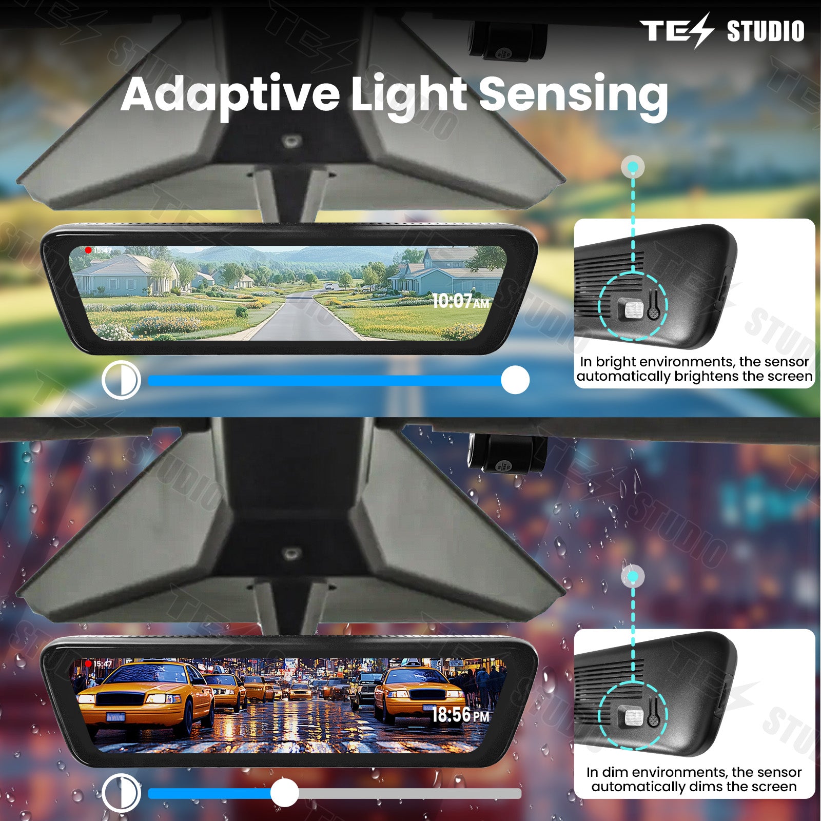 Tesla Cybertruck Streaming Rearview Mirror S8 Front And Rear Dual Recording Digital Interior Accessories Rear View Mirror Dash Cam Tesstudio®