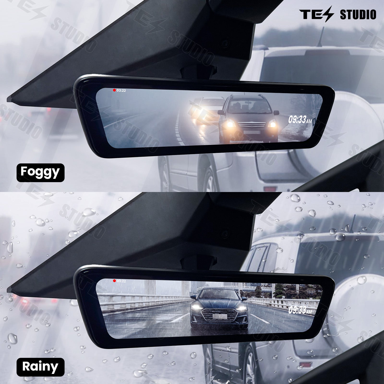 Tesla Cybertruck Streaming Rearview Mirror S8 Front And Rear Dual Recording Digital Interior Accessories Rear View Mirror Dash Cam Tesstudio®