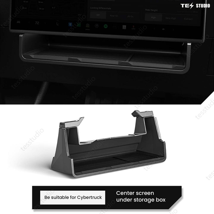 Under Screen Storage Organizer Under Center Display Hidden Shelf Tray Type B For Tesla Cybertruck