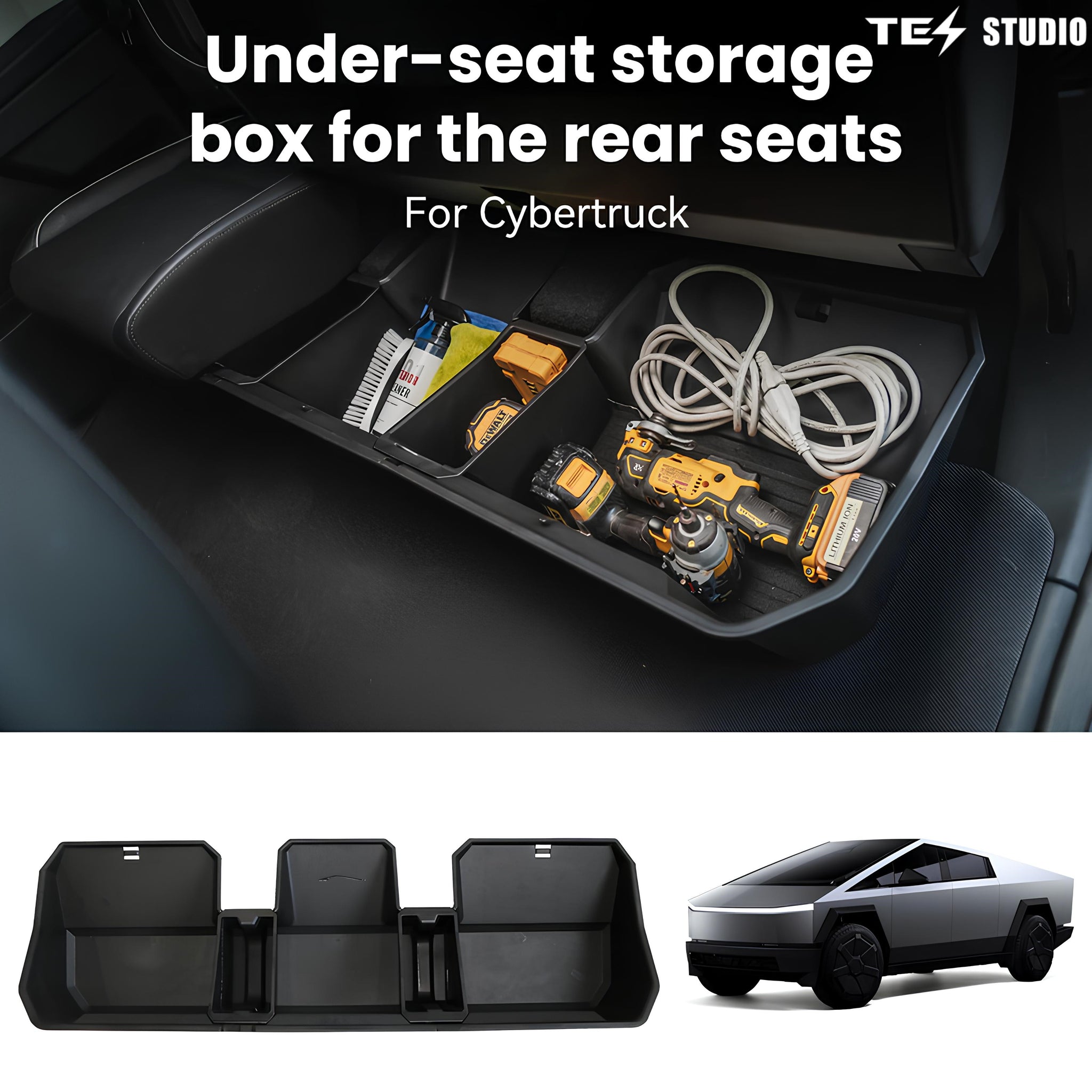 Tesla Cybertruck Rear Underseat Storage Bin Organizer Backseat Under ...