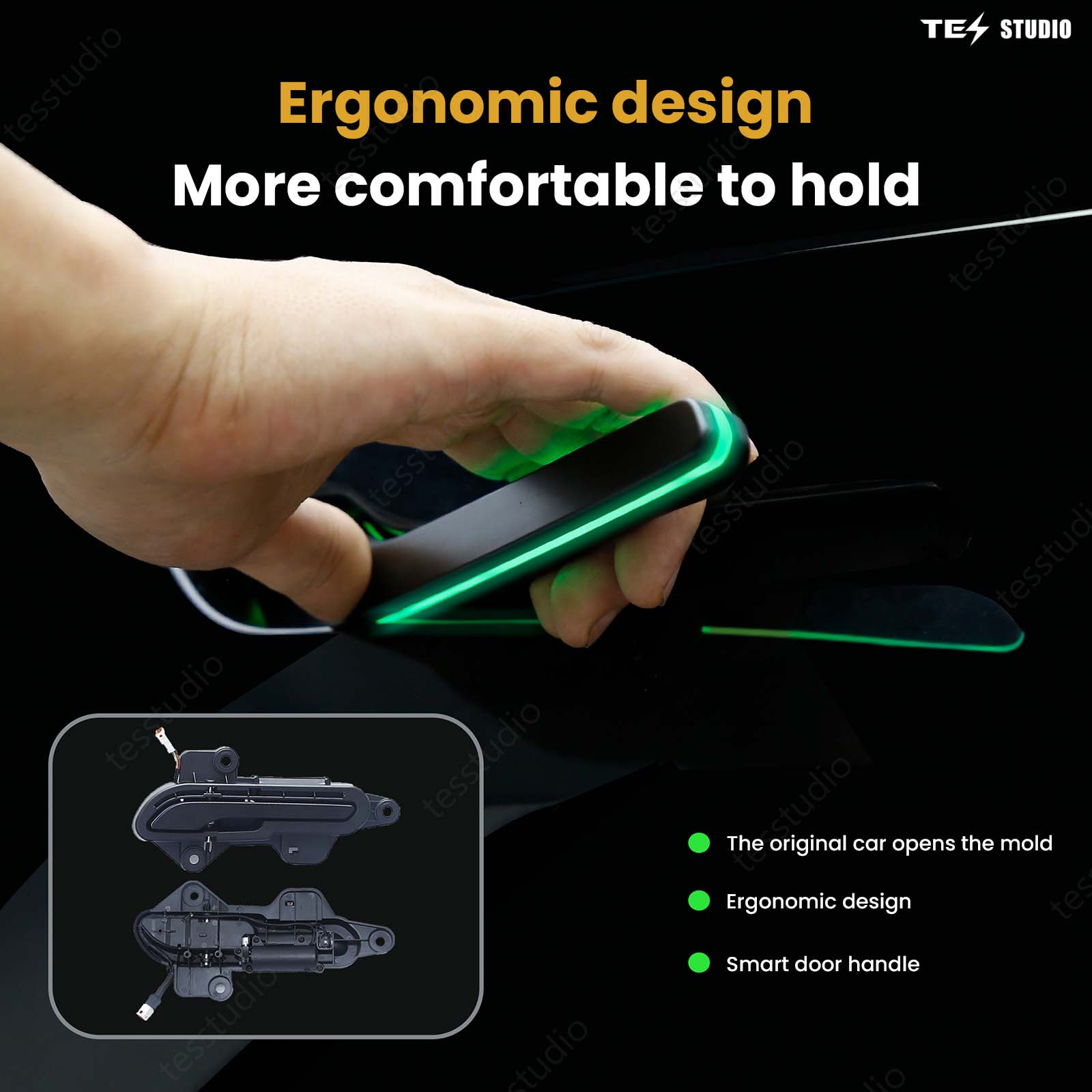 Tesla Model 3/Y/ 3 Highland /Model Y Juniper Auto Door Handles With Colorful LED Lights（ V6 Plus）Tesstudio®