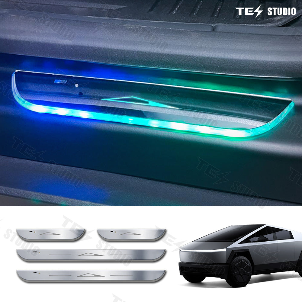 Cybertruck Illuminated Door Sills Protector LED Welcome Pedal Trim Plates Tesstudio®