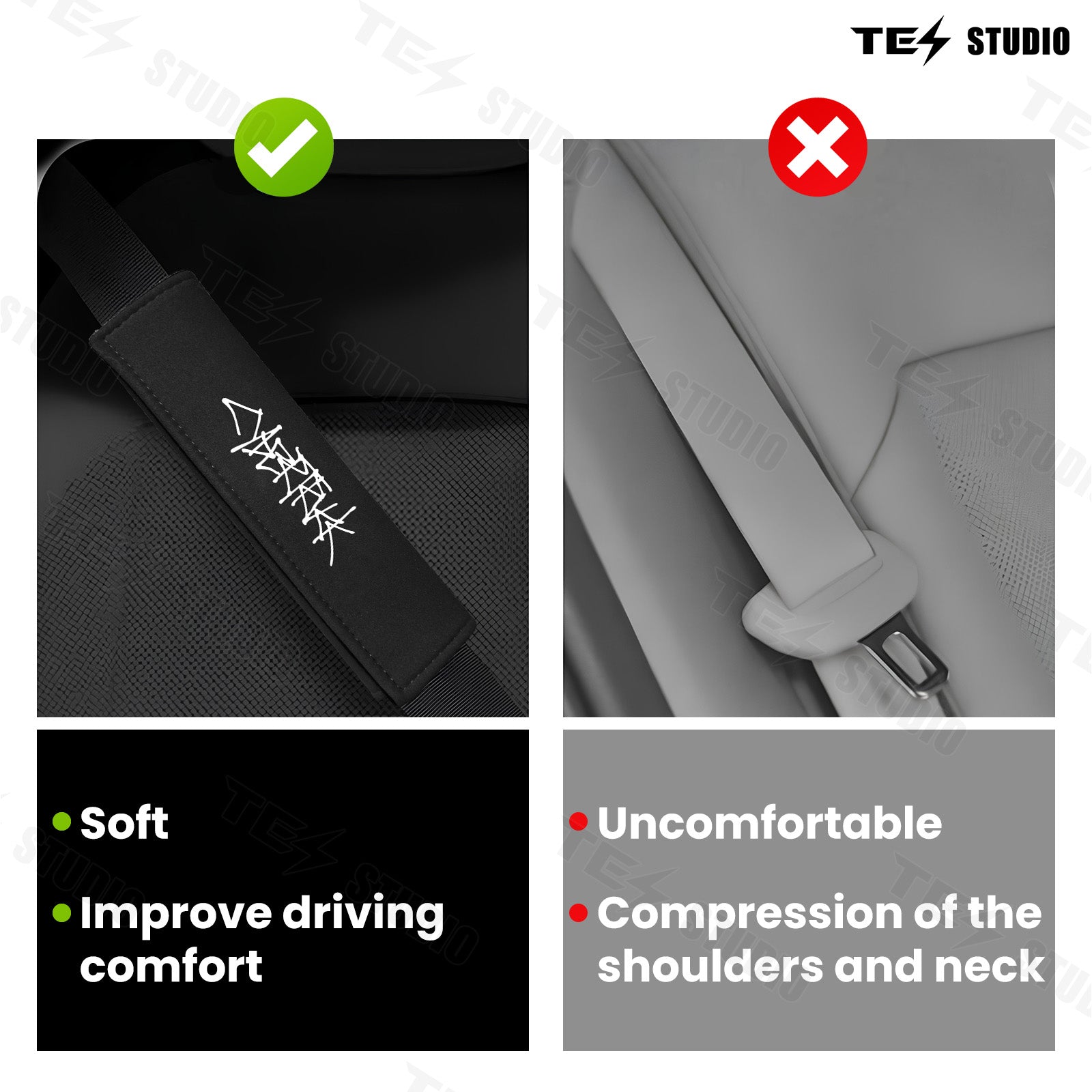 Tesla Accessories Cybertruck Seat Belt Cushion Cover Cybertruck Seat Belt Pads Comfort Shoulder Neck Protector Cybertruck  Accessories Tesstudio®