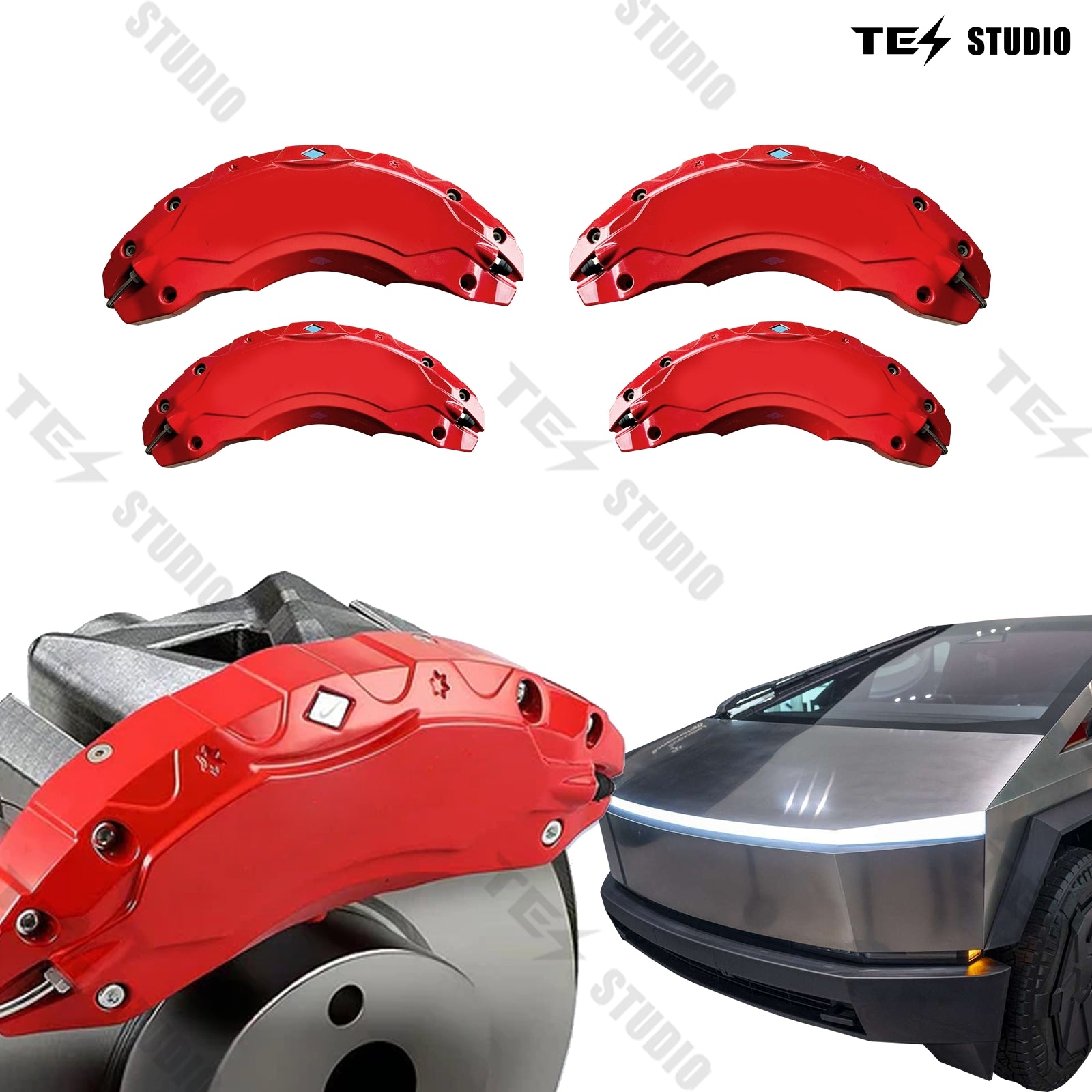 Tesla Cybertruck Brake Caliper Cover Red Yellow Cybertruck Wheel Caliper Covers Tesstudio®