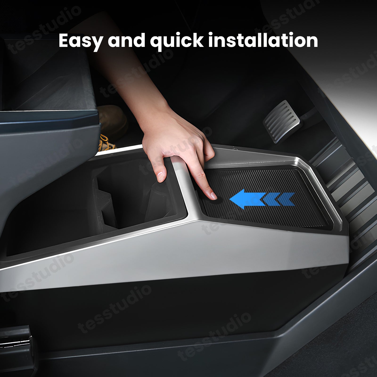 Tesla Cybertruck Center Console Multifunctional Storage Box Center Floor Organizer Armrest Organizer Front Rear Storage Box  Build-in Trash Can and Cup Holders Tesstudio®