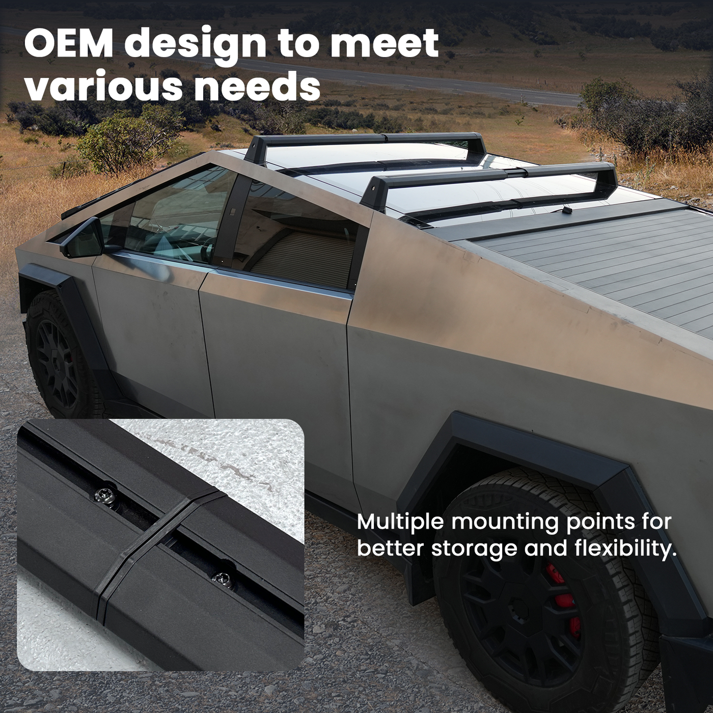Cybertruck roof rack OEM-style fitment