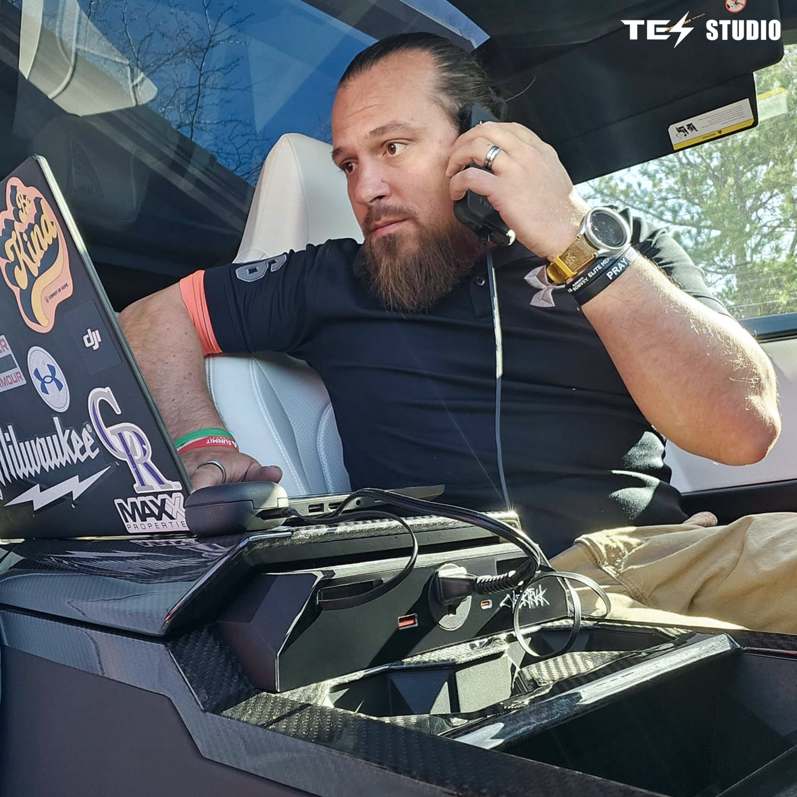 Tesla Cybertruck Docking Drawer Blade In-Drawer Outlet With 110v AC Tesla Cybertruck Accessories at Tesstudio