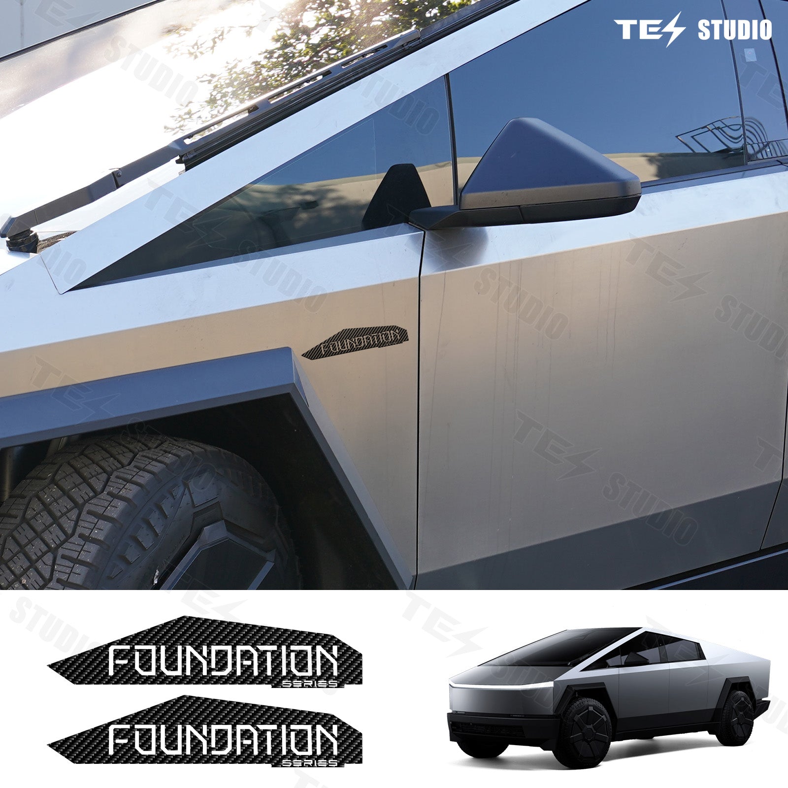 Tesla Cybertruck Foundation Series Fender Tailgate Decal Tesla Stickers Sides Vinyl Tesla Decal Sticker Tesstudio®