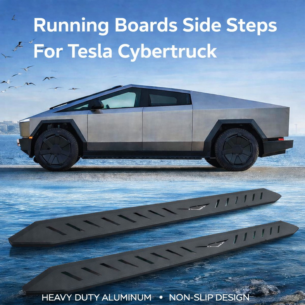 Tesla Cybertruck Running Boards Side Steps Heavy Duty Aluminum Nerf Bars Non Slip Left Right Set - Tesstudio