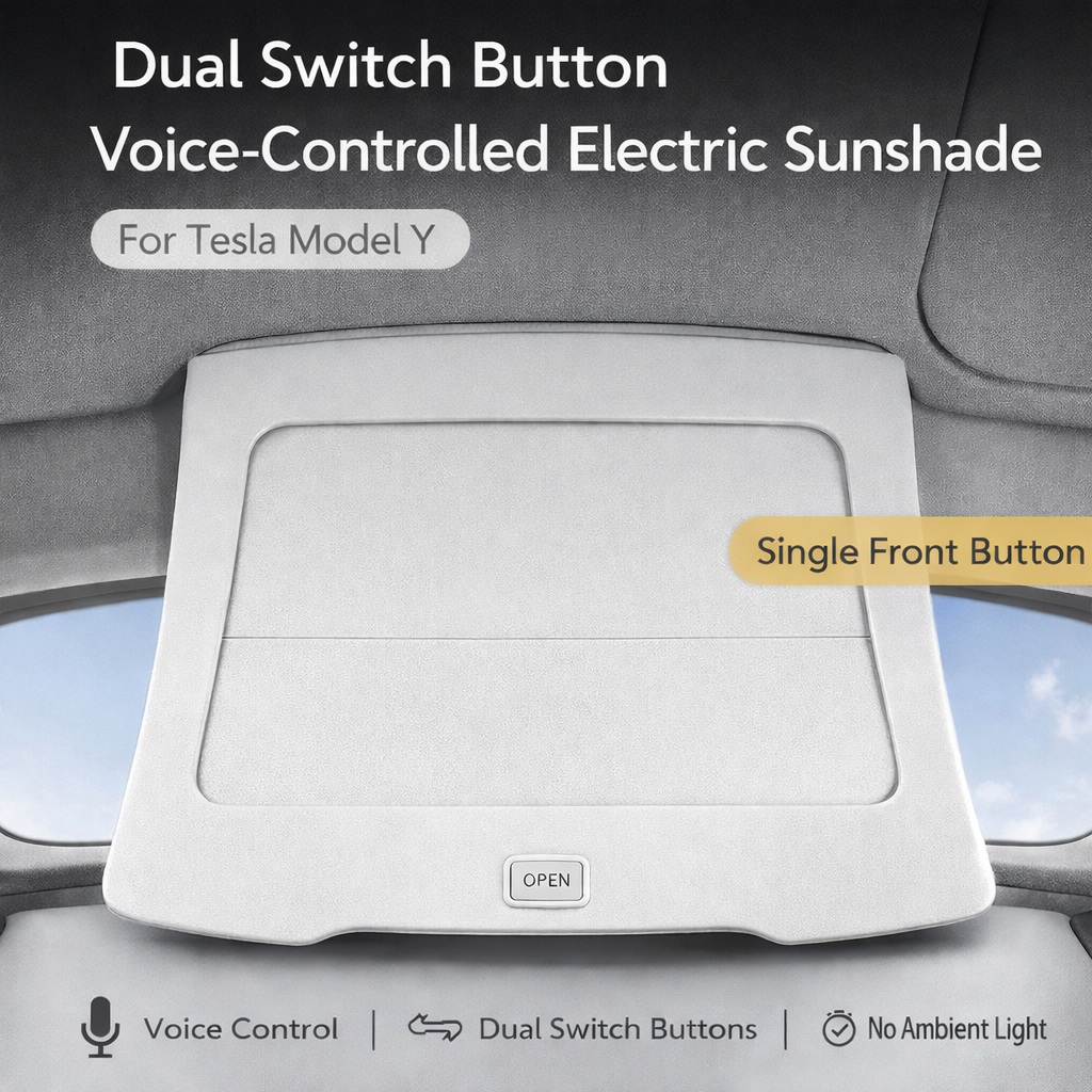 Tesstudio Tesla Model Y Dual Switch Button Voice-Controlled Electric Sunshade Without Ambient light Single Front Button