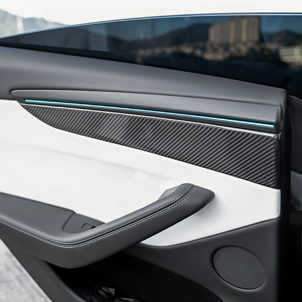 Carbon Fiber Door Panel Trim Covers for Tesla Model Y Juniper / Model Y L