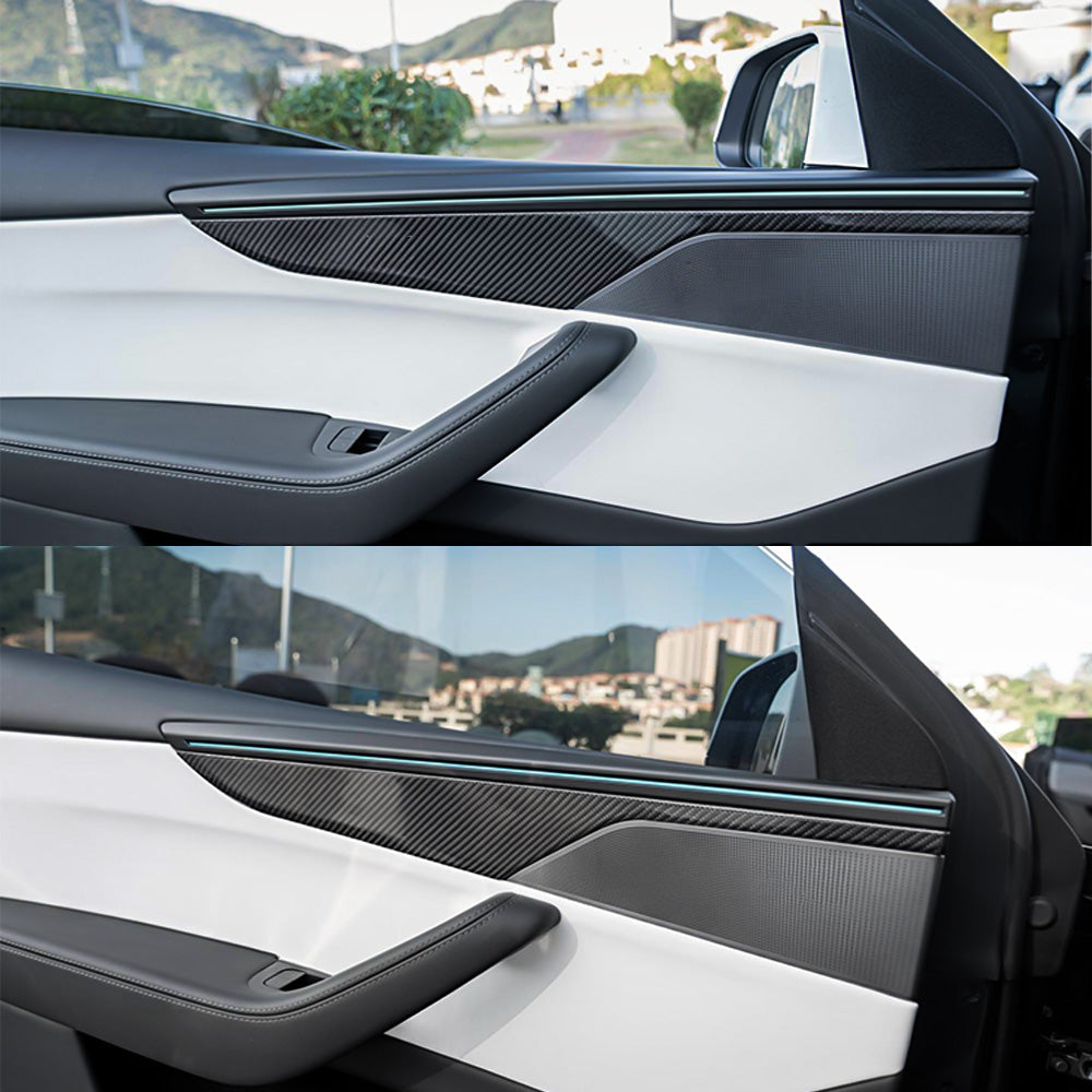 Carbon Fiber Door Panel Trim Covers for Tesla Model Y L 2025.11+