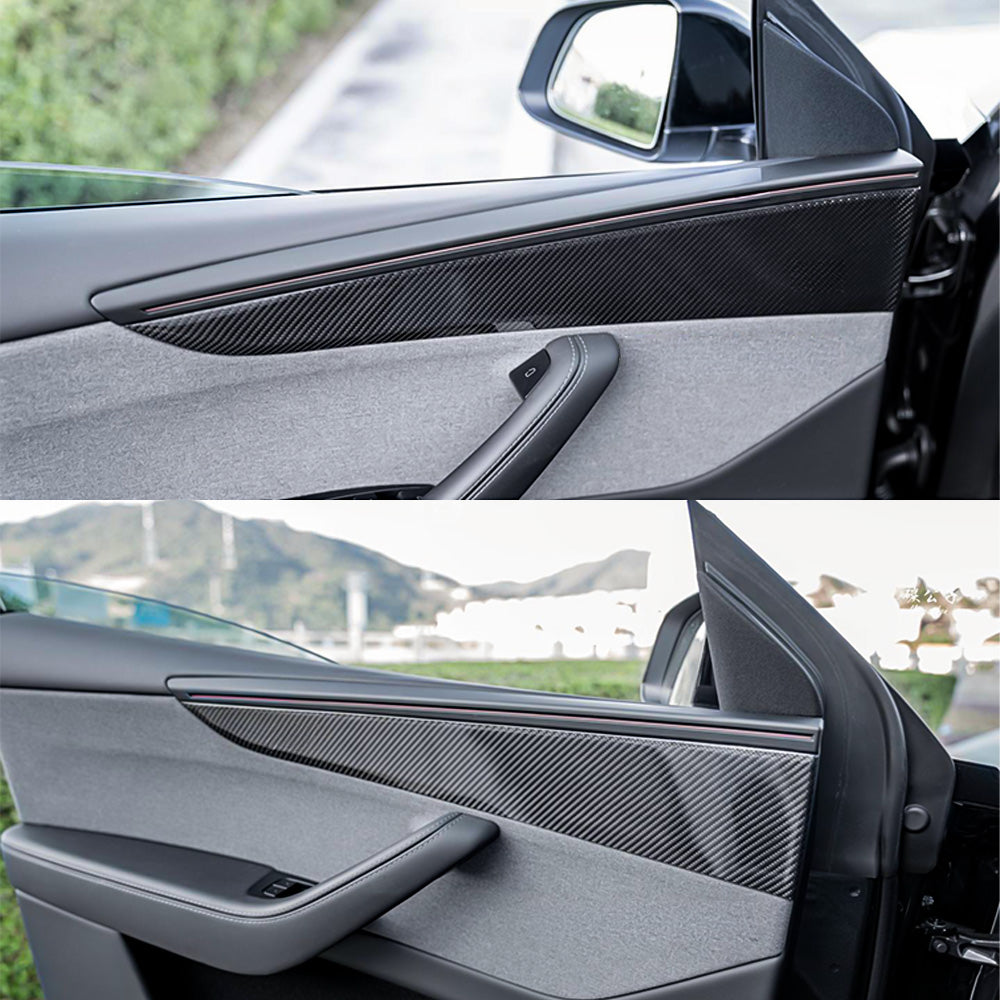 Carbon Fiber Door Panel Trim Covers for Tesla Model Y Juniper / Model Y L