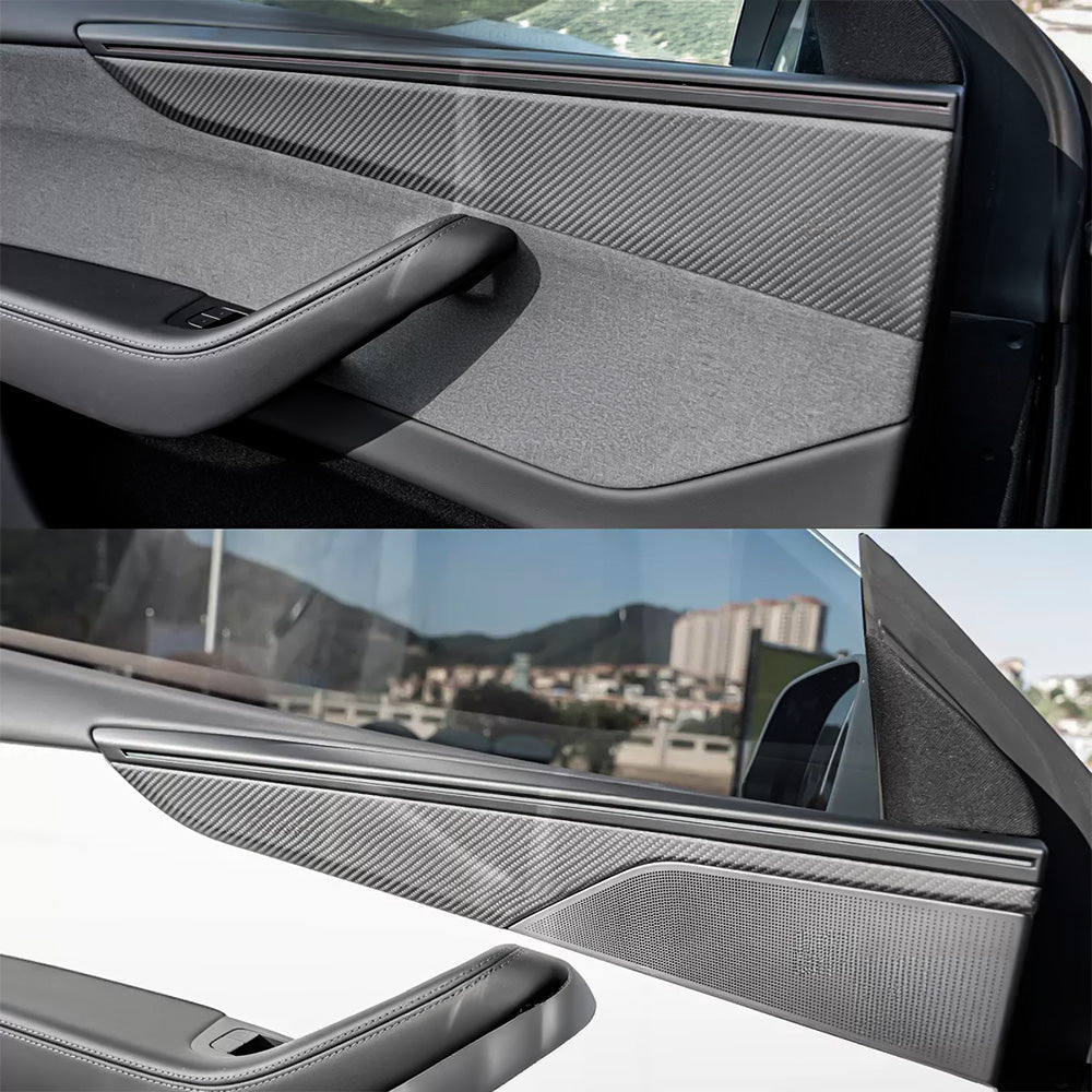 Carbon Fiber Door Panel Trim Covers for Tesla Model Y Juniper / Model Y L
