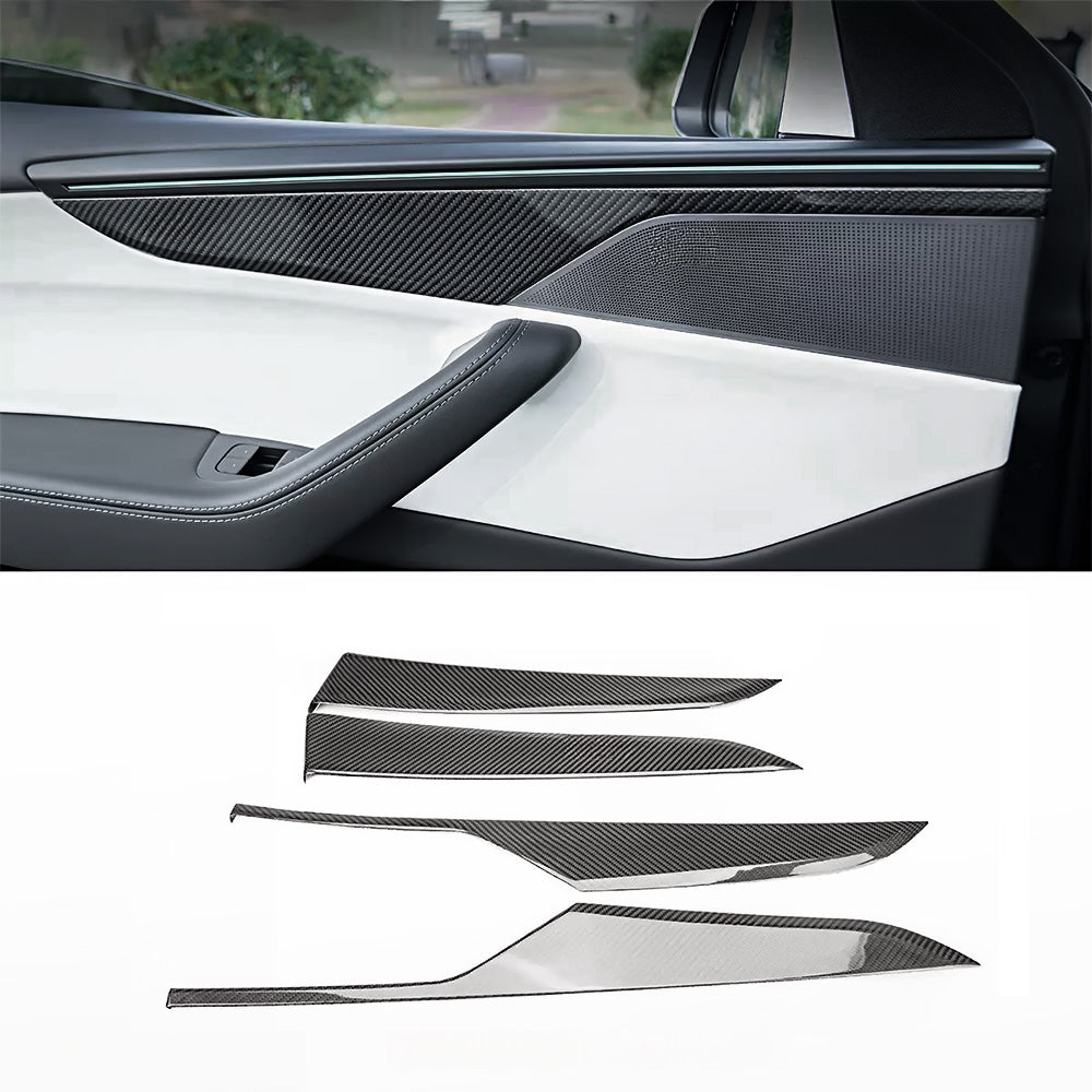 Carbon Fiber Door Panel Trim Covers for Tesla Model Y L 2025.11+