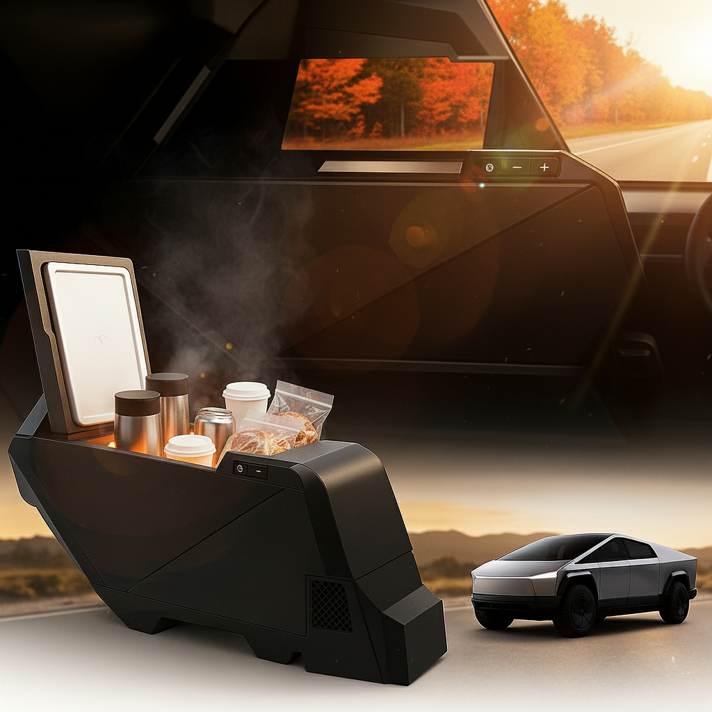 Tesla Cybertruck 18L Center Console Refrigerator with Dual-Mode Cooling & 20W USB-C Power Hub